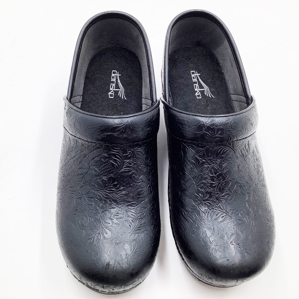 {Dansko} Leather Tooled Pattern Clogs